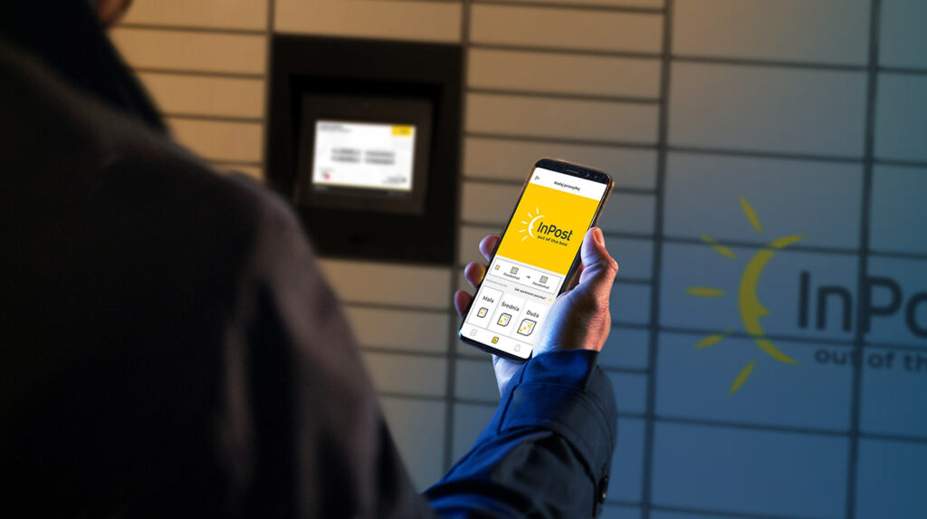phone with inpost application showing on the screen