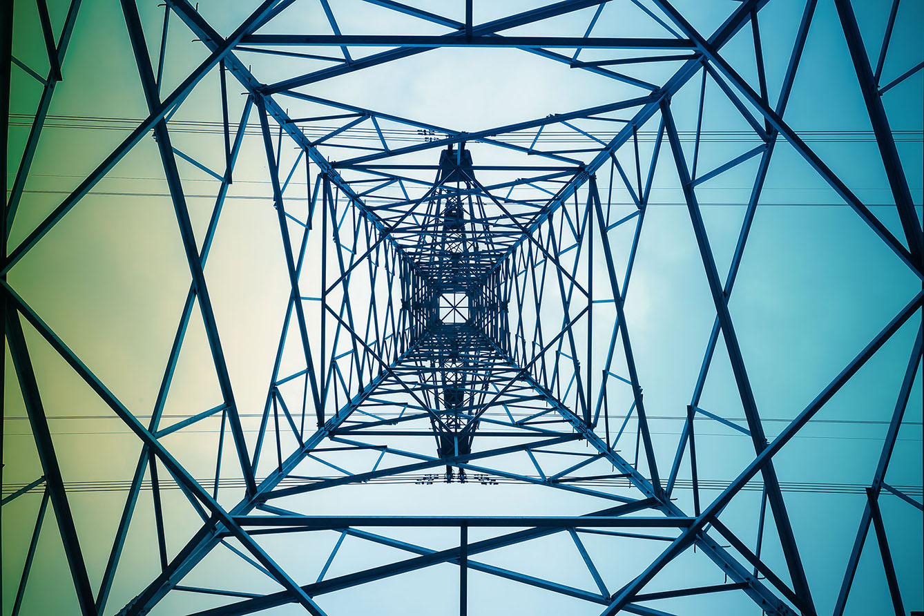 electricity pylon view from below