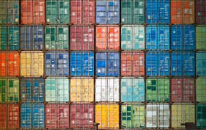 Stack of containers in the harbor Europe