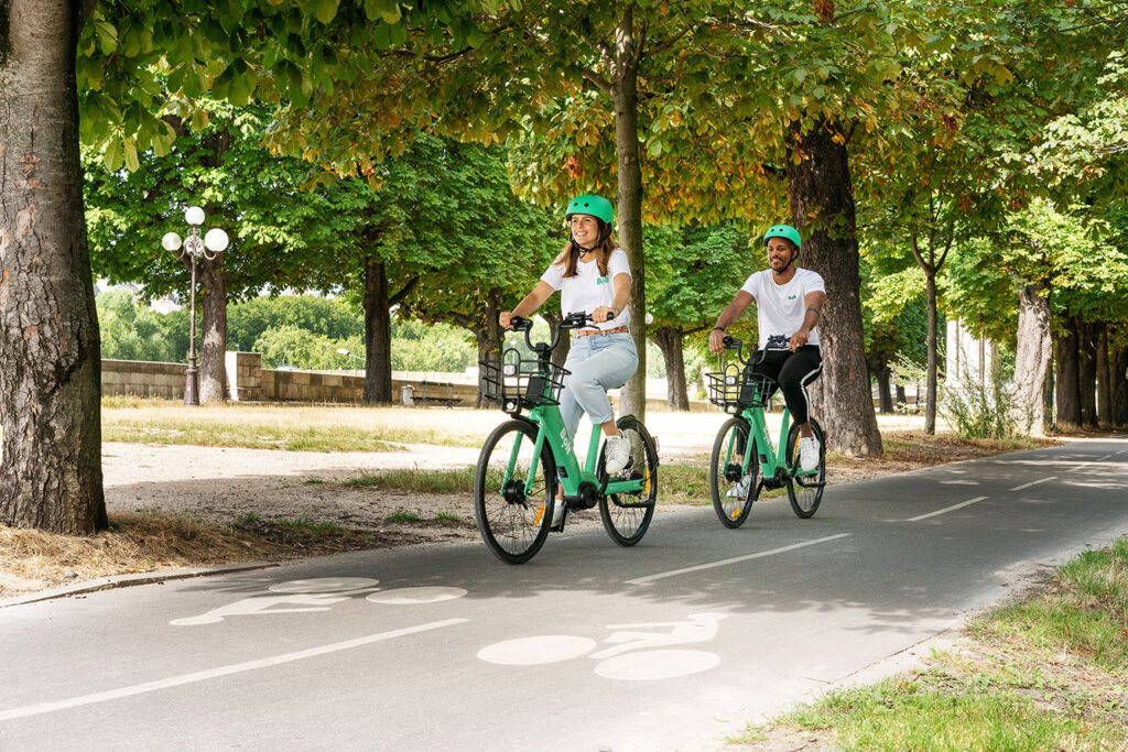 peoples on Bolt e-bikes in the park