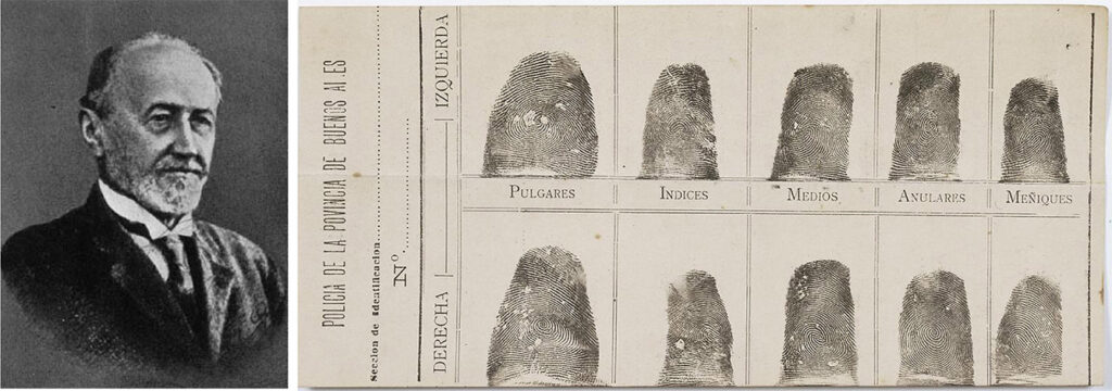 portrait of Juan Vucetic and Fingerprint Card