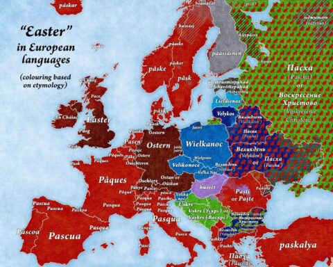 map of easter in European languages
