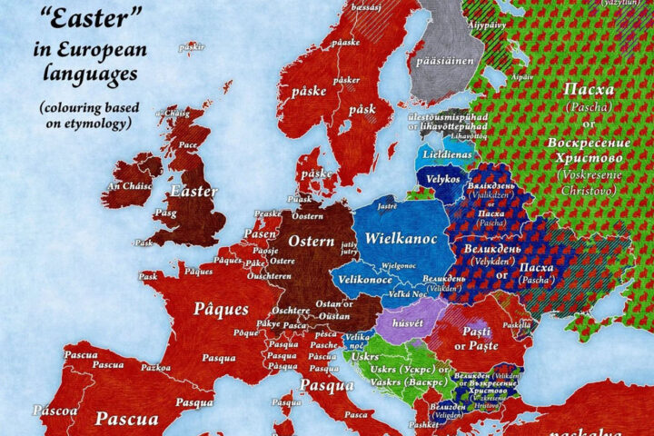 map of easter in European languages