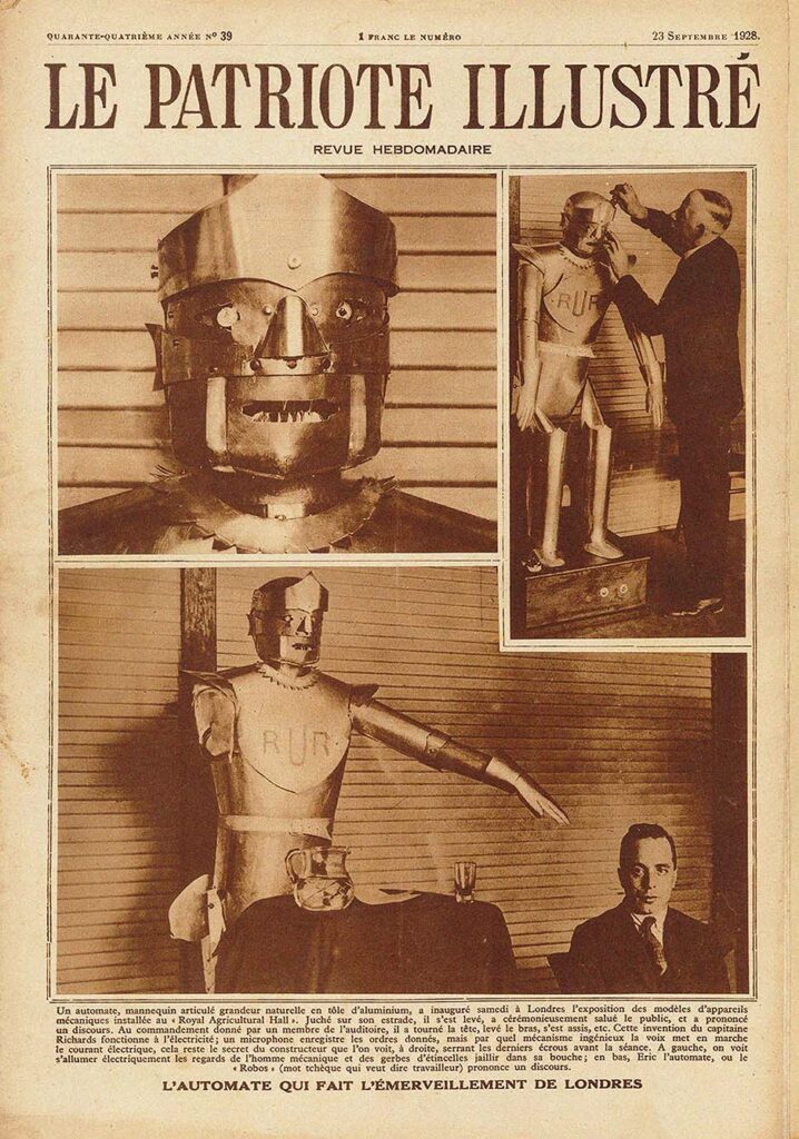 newspaper showing Eric the first robot