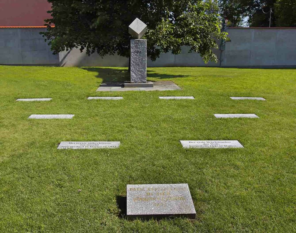 Statue of first cube of sugar in Dacice, Czech Republic.