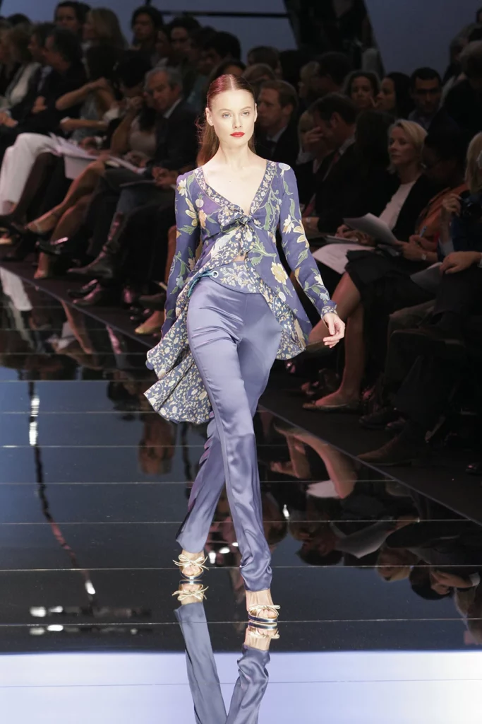 Carmen Kass walks the runway during the Valentino Haute Couture