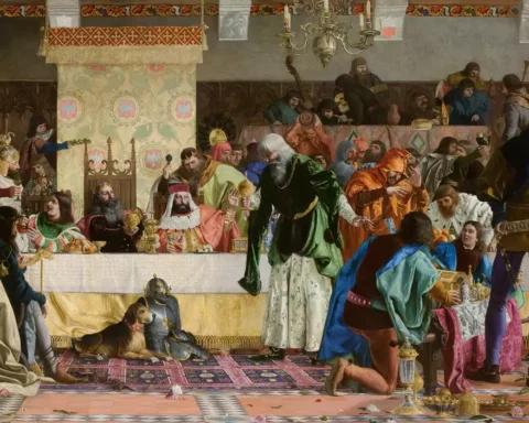old painting of feast at Wierzynek