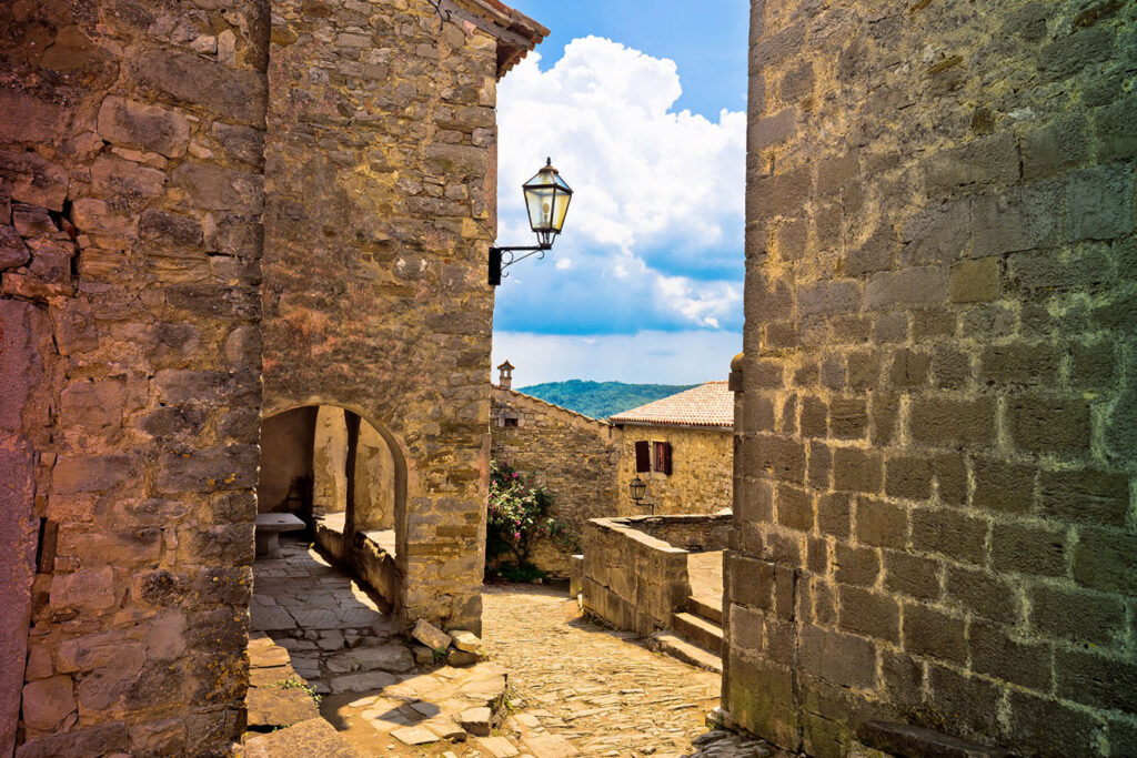 main square of town Hum in Croatia