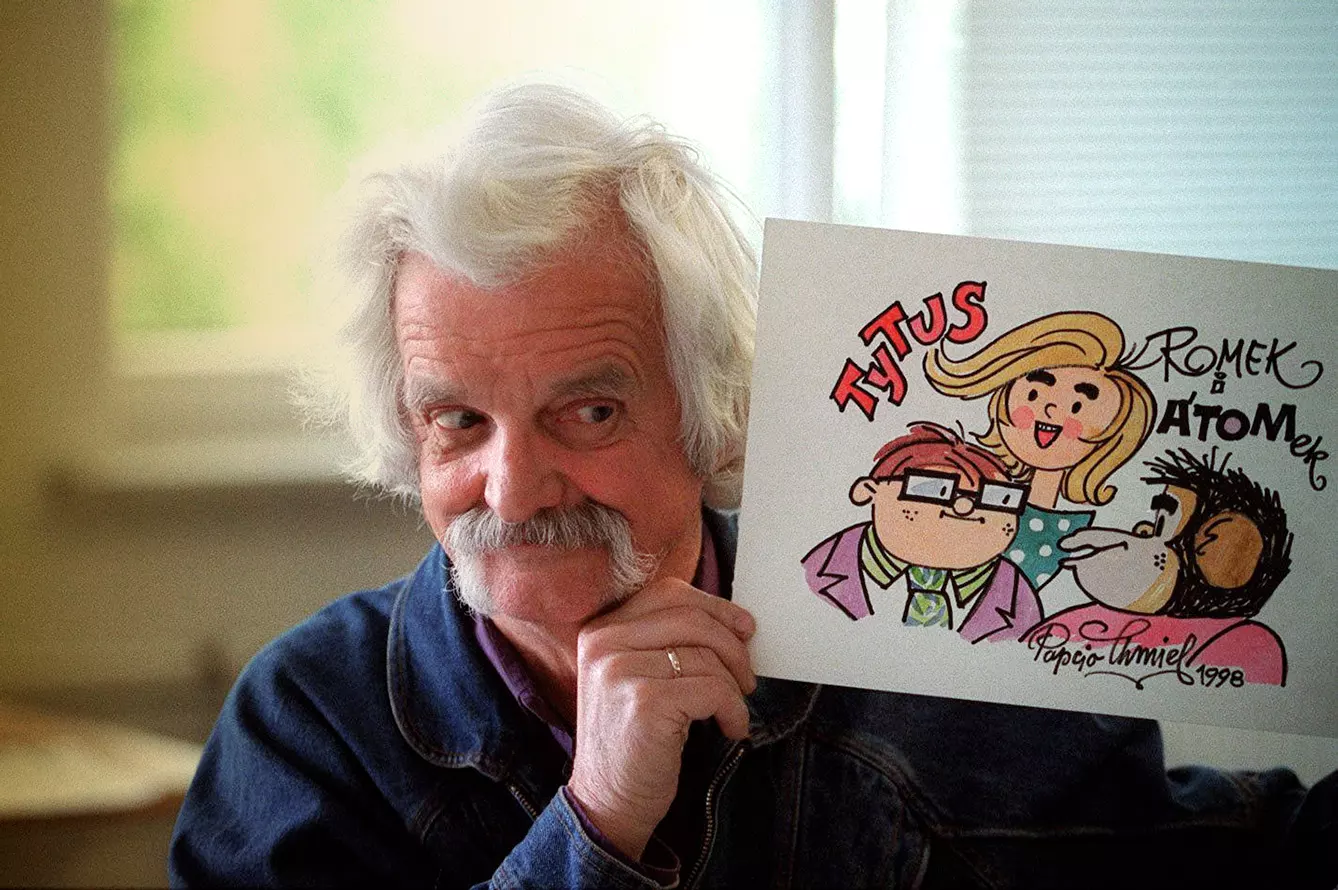 Papcio Chmiel with his comic picture