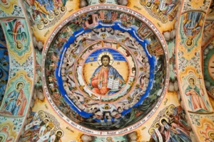 Ancient religious paintings from Rila Monastery in Bulgaria