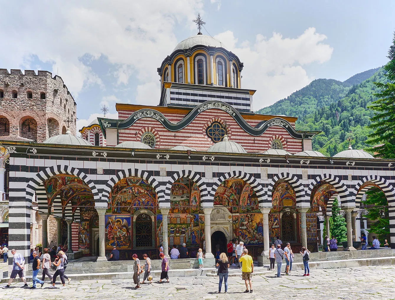 Tourists visiting Rila monastery