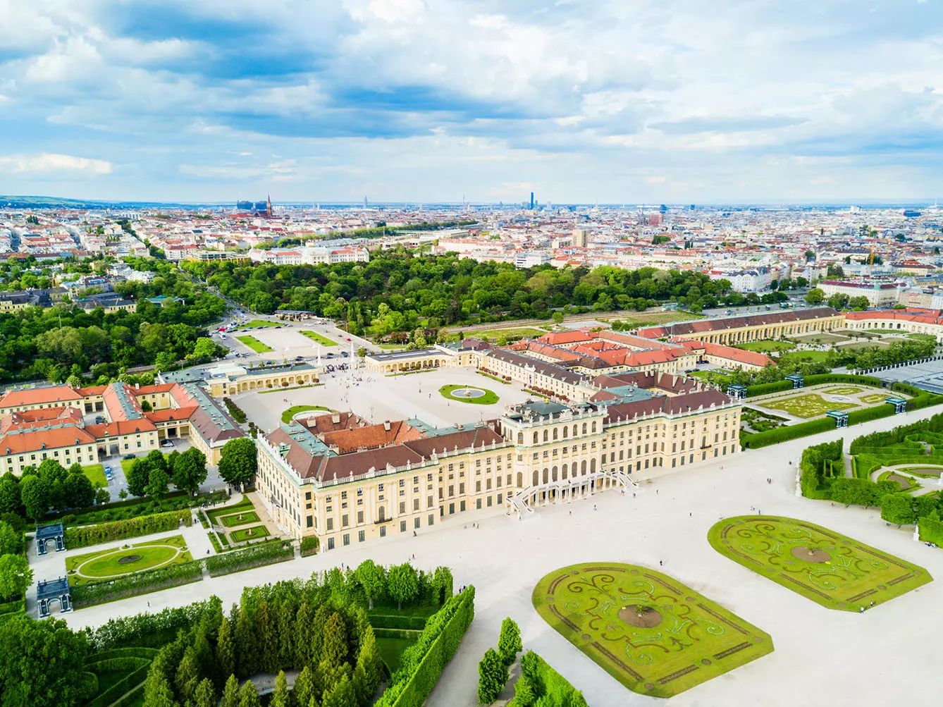 Schonbrunn Palace aerial panoramic view