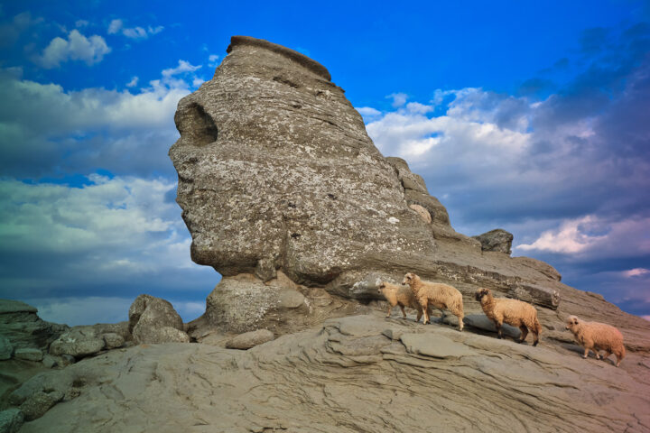 The Sphinx natural rock formation in Bucegi Mountains, Romania