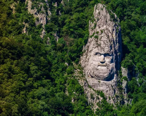 Rock sculpture of Decebalus in Danube gorge