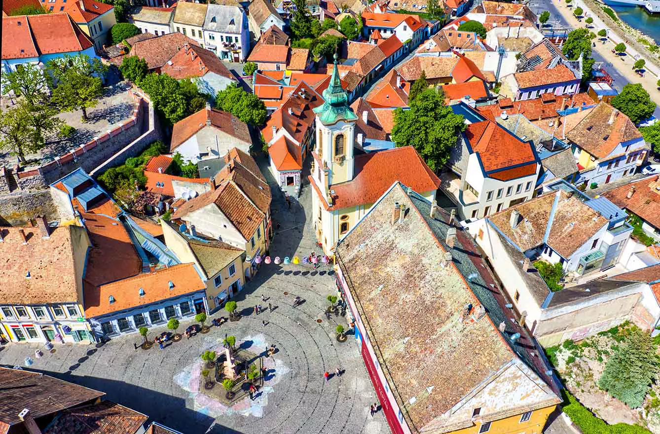 Szentendre city from the air - Hungary