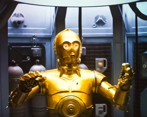 Anthony Daniels as C-3PO in a scene from the Star Wars: Episode V - The Empire Strikes Back
