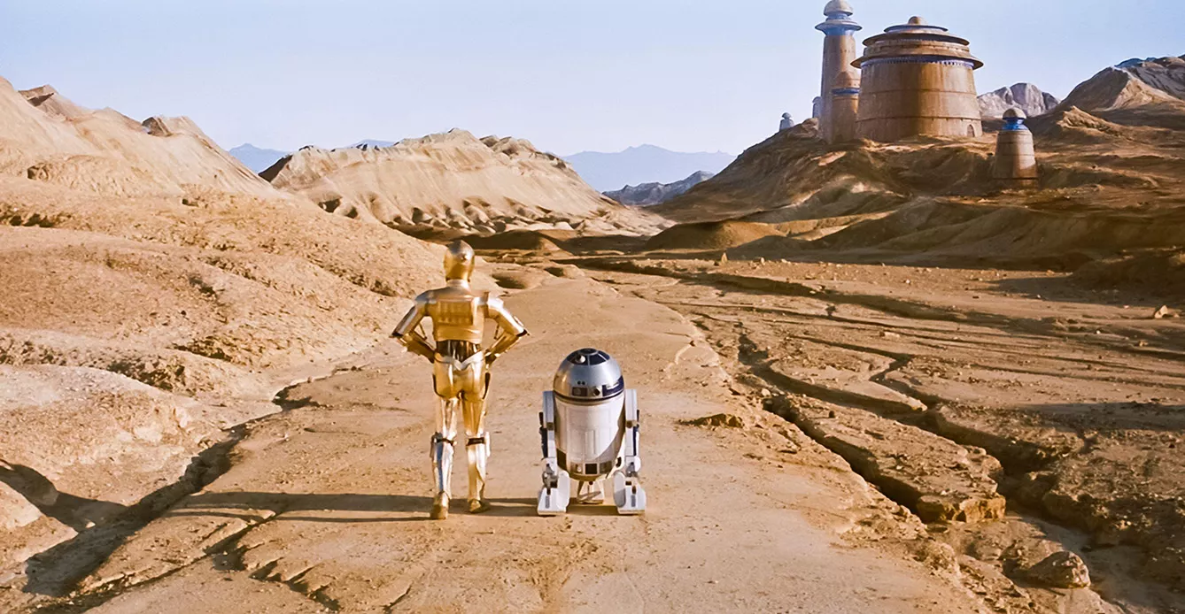 c-3po and r2-d2 in Return of the Jedi