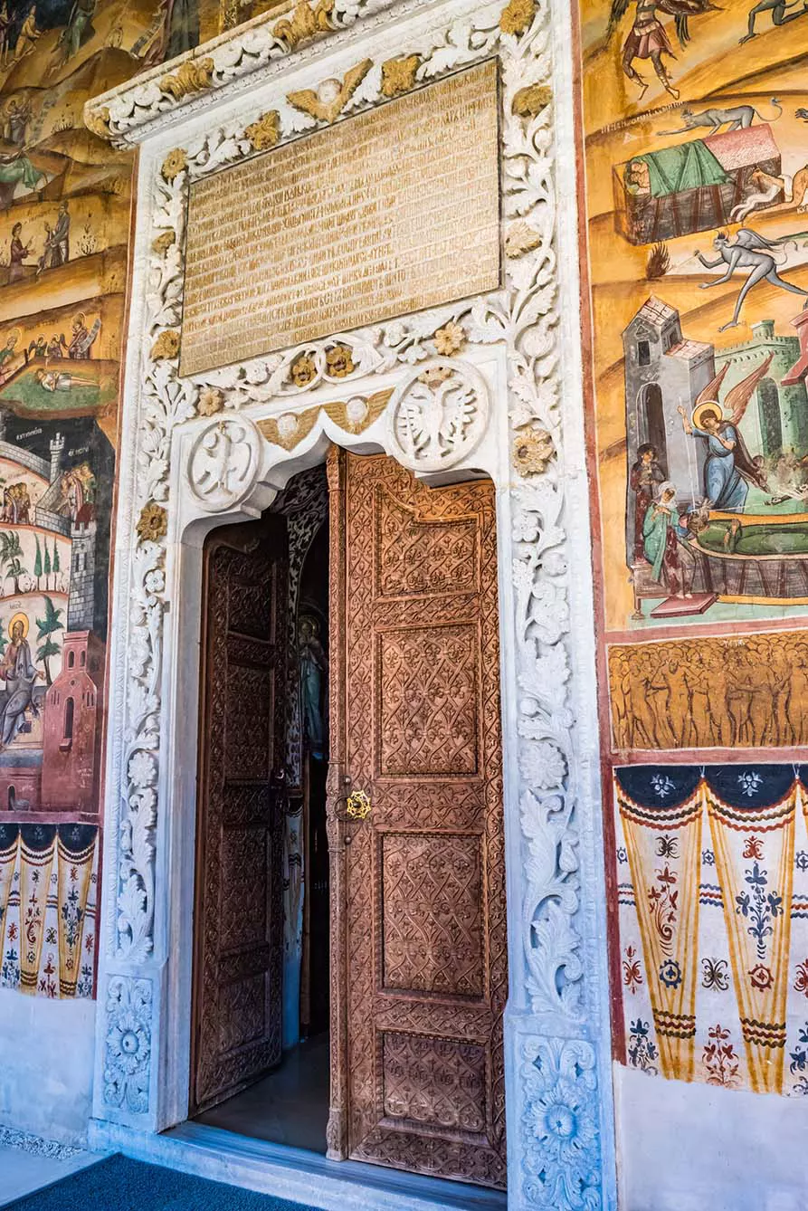 Wall fresco paintings of the Horezu Monastery in Romania