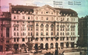 Vintage postcard of hotel polonia