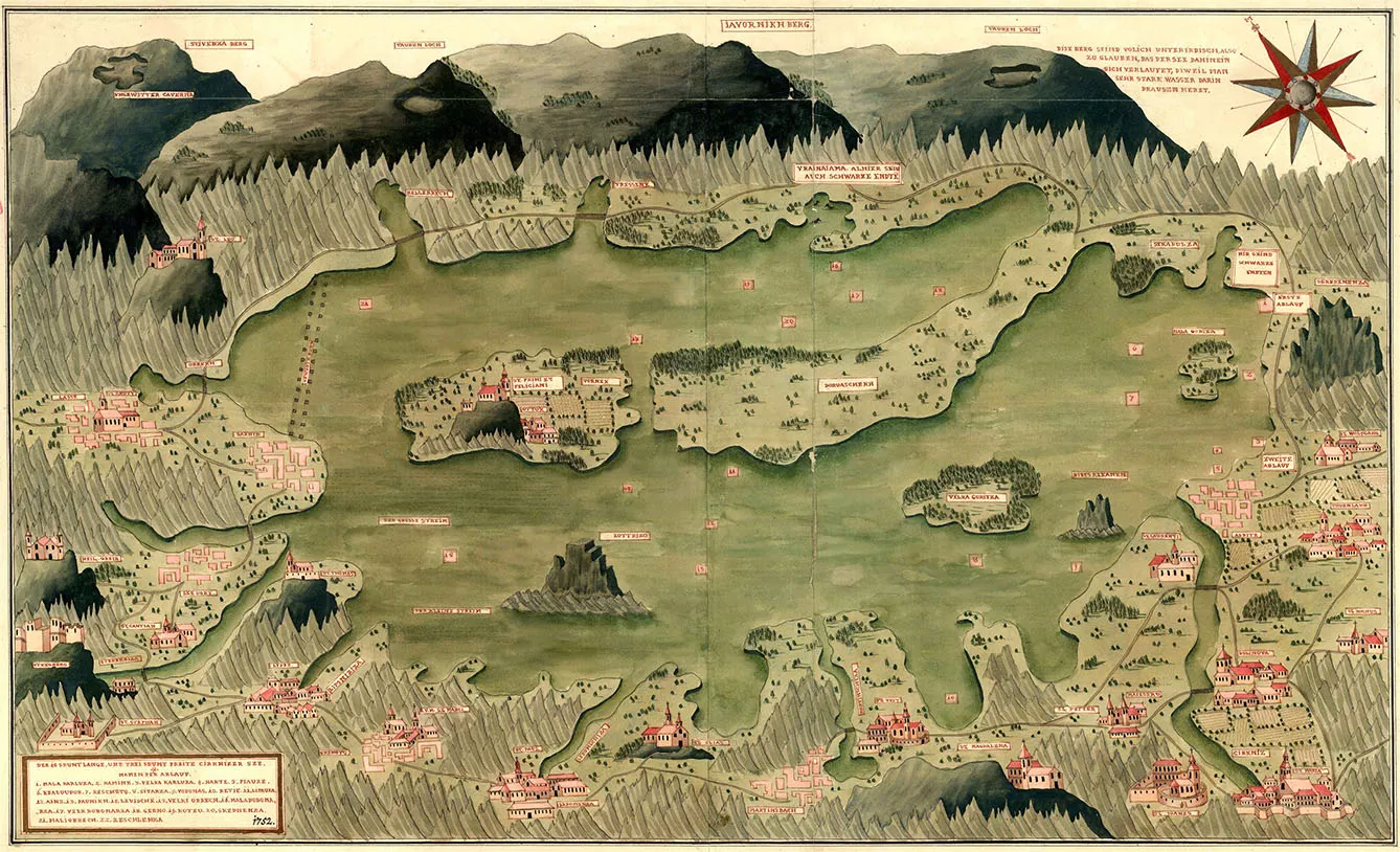 map of Cerkni Lake from 1752