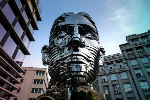 statue of Franz Kafka in Prague