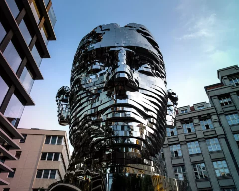 statue of Franz Kafka in Prague