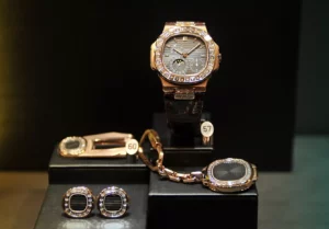 Patek Philippe products are displayed during the press day