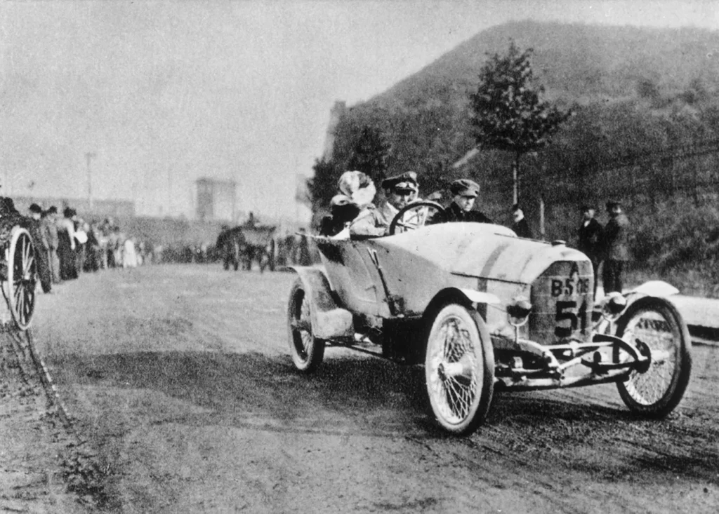 German racing driver and engineer Ferdinand Porsche driving an Austro Daimler in 1910