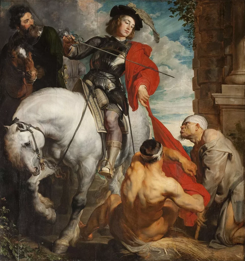 Painting of Saint Martin sharing his cloak with a beggar