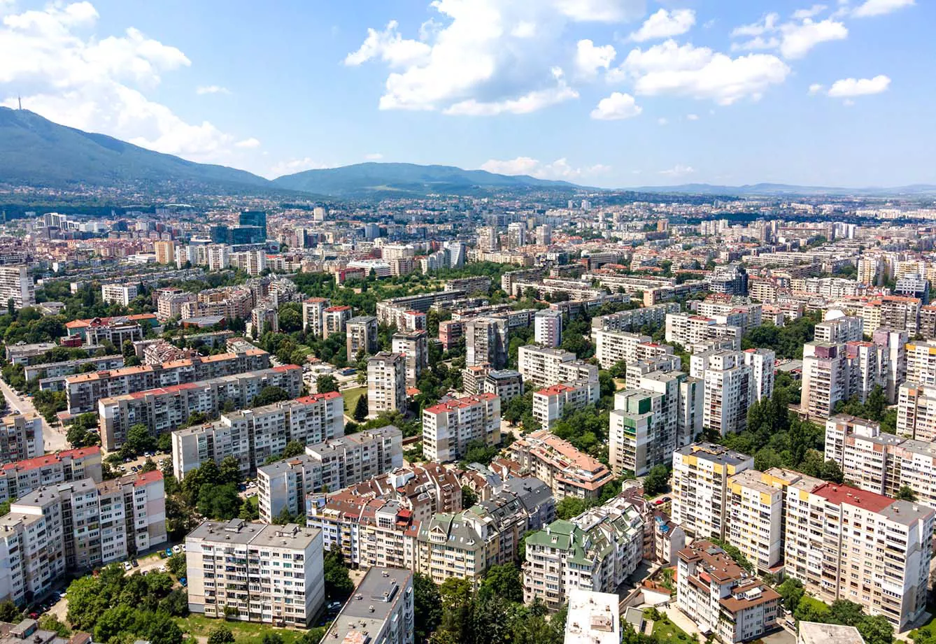Amazing Aerial view of South Park in city of Sofia Bulgaria