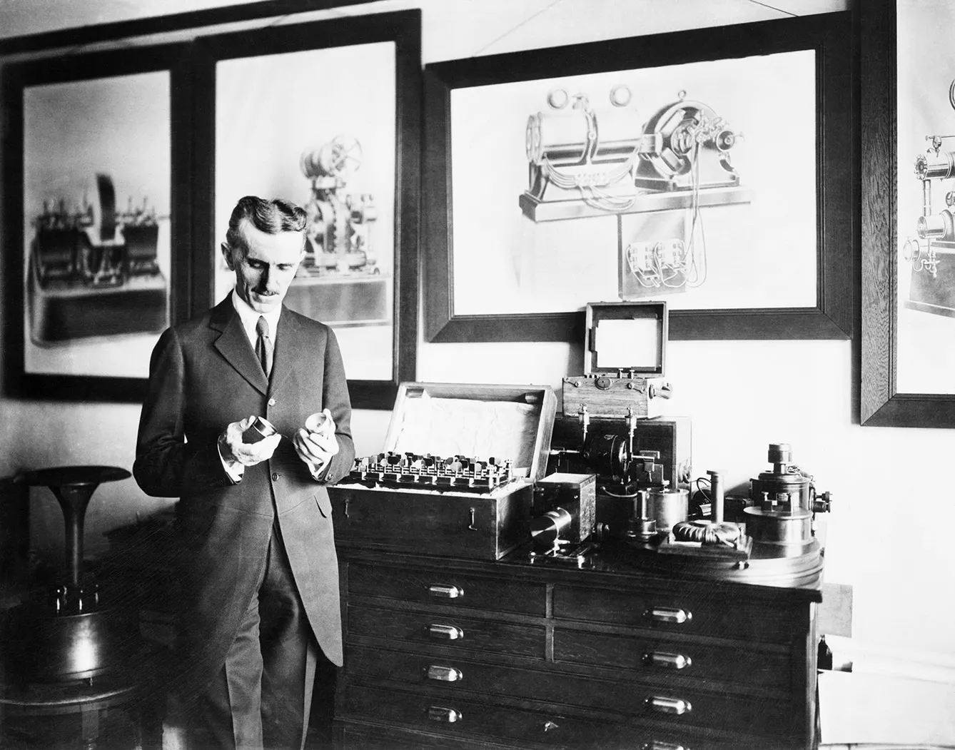 Nikola Tesla In His Laboratory