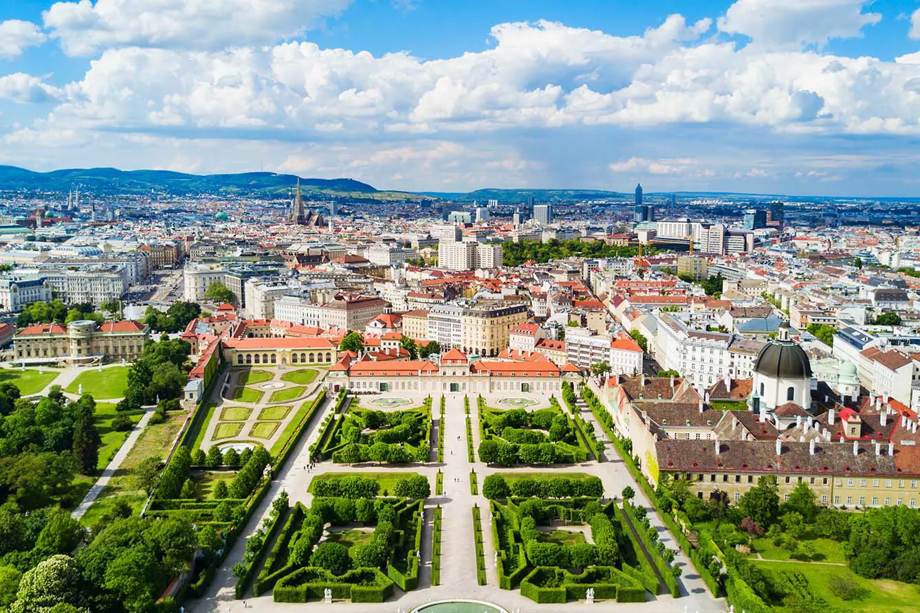 Belvedere Palace in Vienna areal view