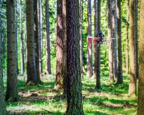 drone in forest