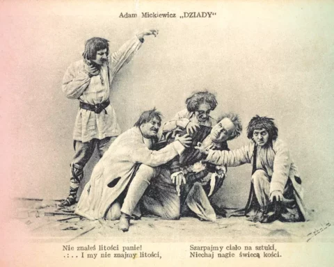 Postcard with scene from Dziady