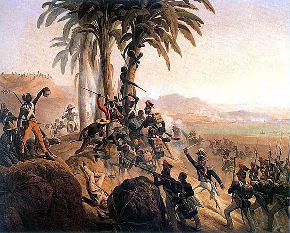 painting showing Battle of San Domingo, also known as the Battle for Palm Tree Hill