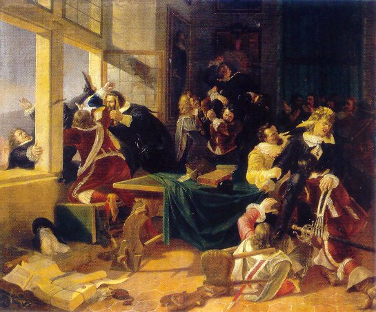 The Prague Defenestration of 1618 painting