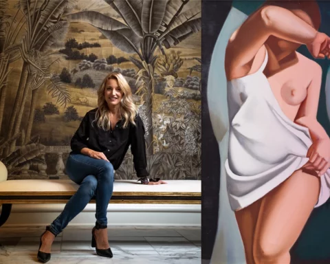 portrait of Marisa de Lempicka and painting of Tamara Lempicka