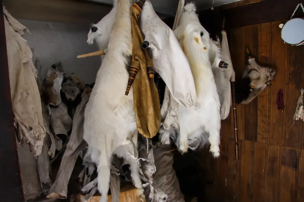 Bagpipes from white goatskins