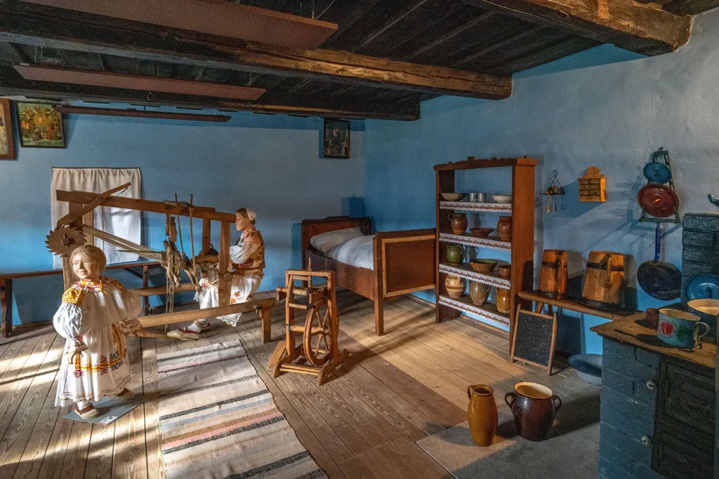 inside of old wooden house in Slovakia