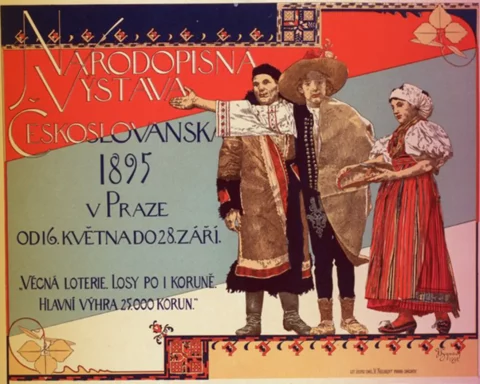 Poster of Czech-Slav etnographic exhibition in Prague from 1895