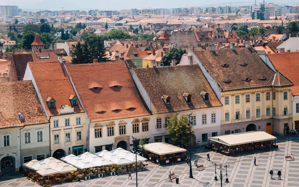 Piata Mare Large Square from Council Tower in Sibiu