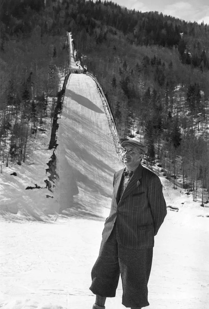 Stanko Bloudek under the ski jump