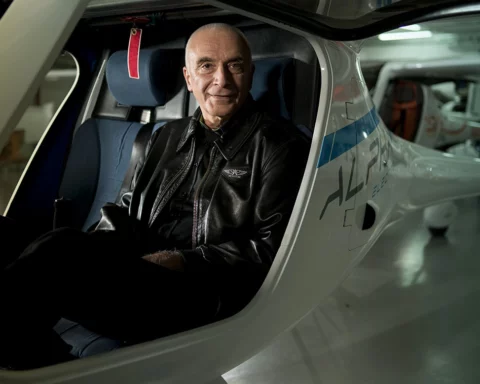 portrait of Ivo Boscarol in plane