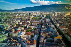 Aerial view of big city