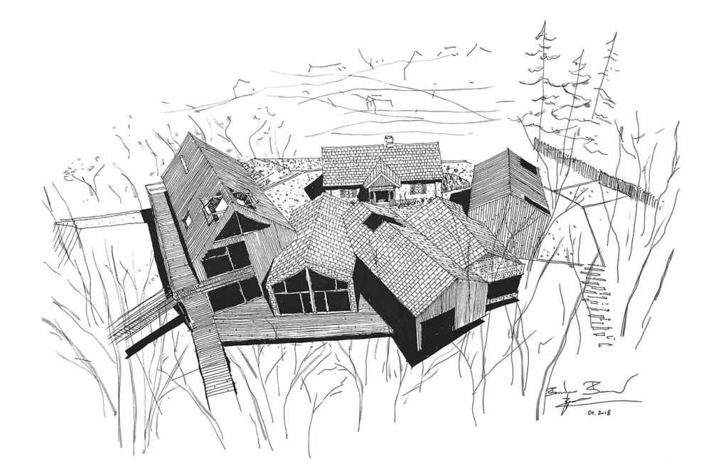 studio sketch of Farmhouse