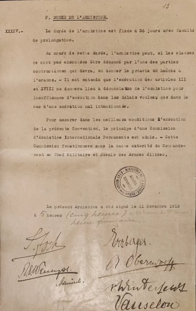 Last page of the Armistice agreement