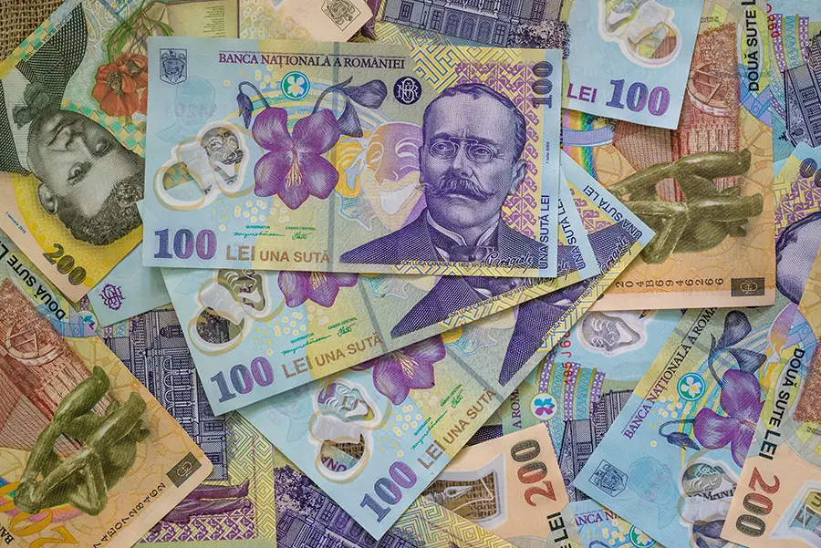 lei romanian banknotes money background financial concept cash