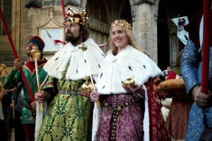 A re-enactment of the coronation of Charles IV as king of Bohemia was staged in Prague's St Vitus Cathedral, Prague, Czech Republic, September 4, 2016 at the close of two-day festivity the City of Prague and Charles University jointly organised to mark the Holy Roman emperor's 700th birth anniversary