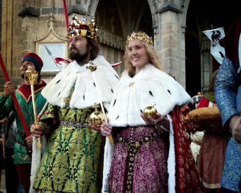 A re-enactment of the coronation of Charles IV as king of Bohemia was staged in Prague's St Vitus Cathedral, Prague, Czech Republic, September 4, 2016 at the close of two-day festivity the City of Prague and Charles University jointly organised to mark the Holy Roman emperor's 700th birth anniversary