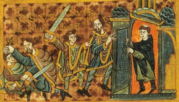 Wenceslaus flees from his brother who is wielding a sword